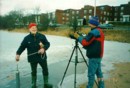 Motivated volunteers, Walter Pilon and biologist, Peter Shacklock, at Maynard Lake, Dartmouth