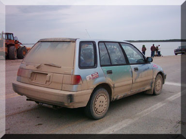 My car at the Fort Providence ferry