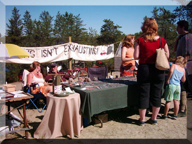 The girls' booth at Folk on the Rocks