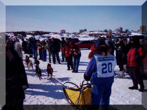 Gwen Holdmann running through the crowd