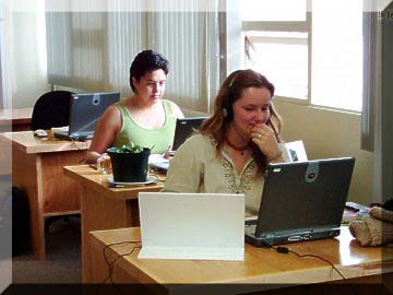 Antje and Lisa hard at work